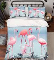 3D Lake Flamingo Quilt Cover Set Bedding Set Duvet Cover Pillowcases LXL 270- Jess Art Decoration