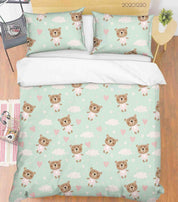 3D Hand Drawn Animal Bear Cloud Quilt Cover Set Bedding Set Duvet Cover Pillowcases 38- Jess Art Decoration
