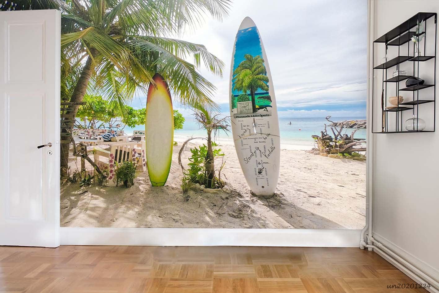 3D Beach Coconut Tree Skateboard Wall Mural Wallpaper LQH 775- Jess Art Decoration
