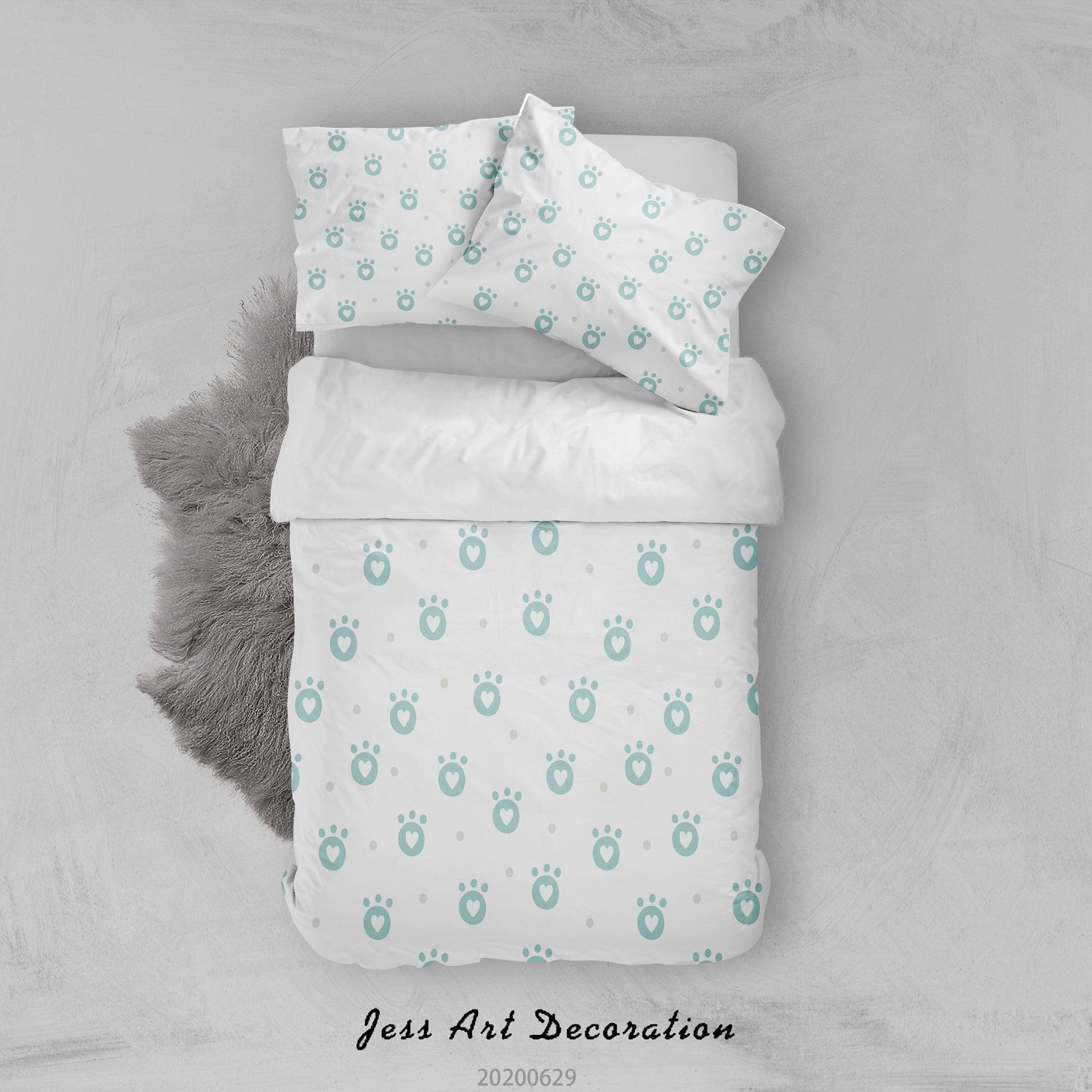 3D White Green Footprint Quilt Cover Set Bedding Set Duvet Cover Pillowcases SF17- Jess Art Decoration