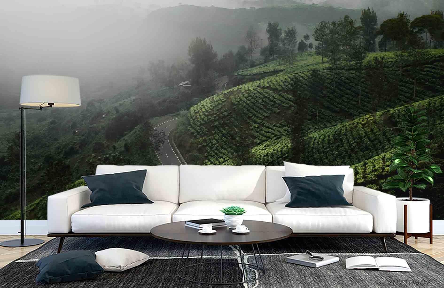 3D Fog Green Forest Landscape Wall Mural Wallpaper LQH 72- Jess Art Decoration