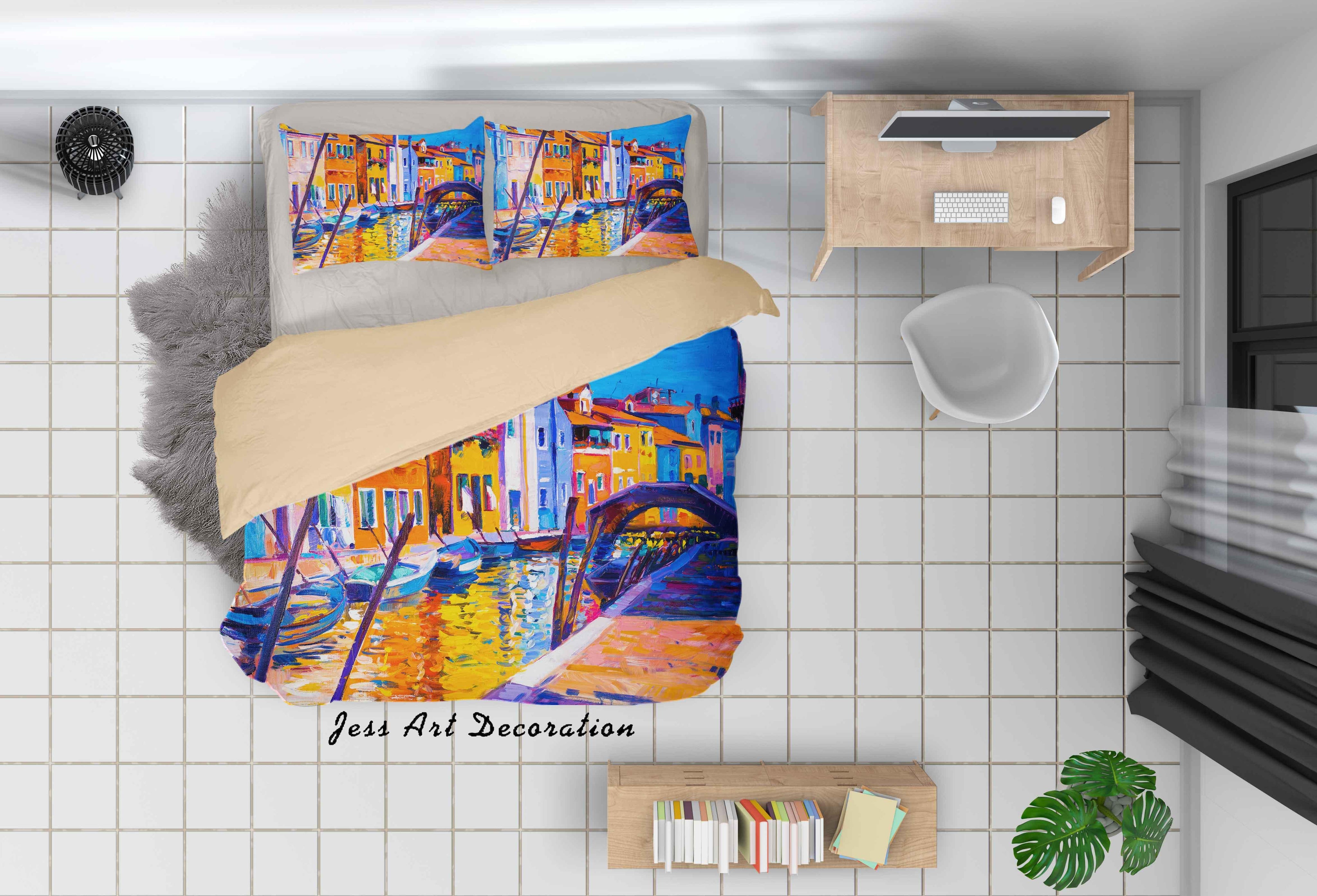 3D Venice Water City Oil Painting Quilt Cover Set Bedding Set Duvet Cover Pillowcases A079 LQH- Jess Art Decoration