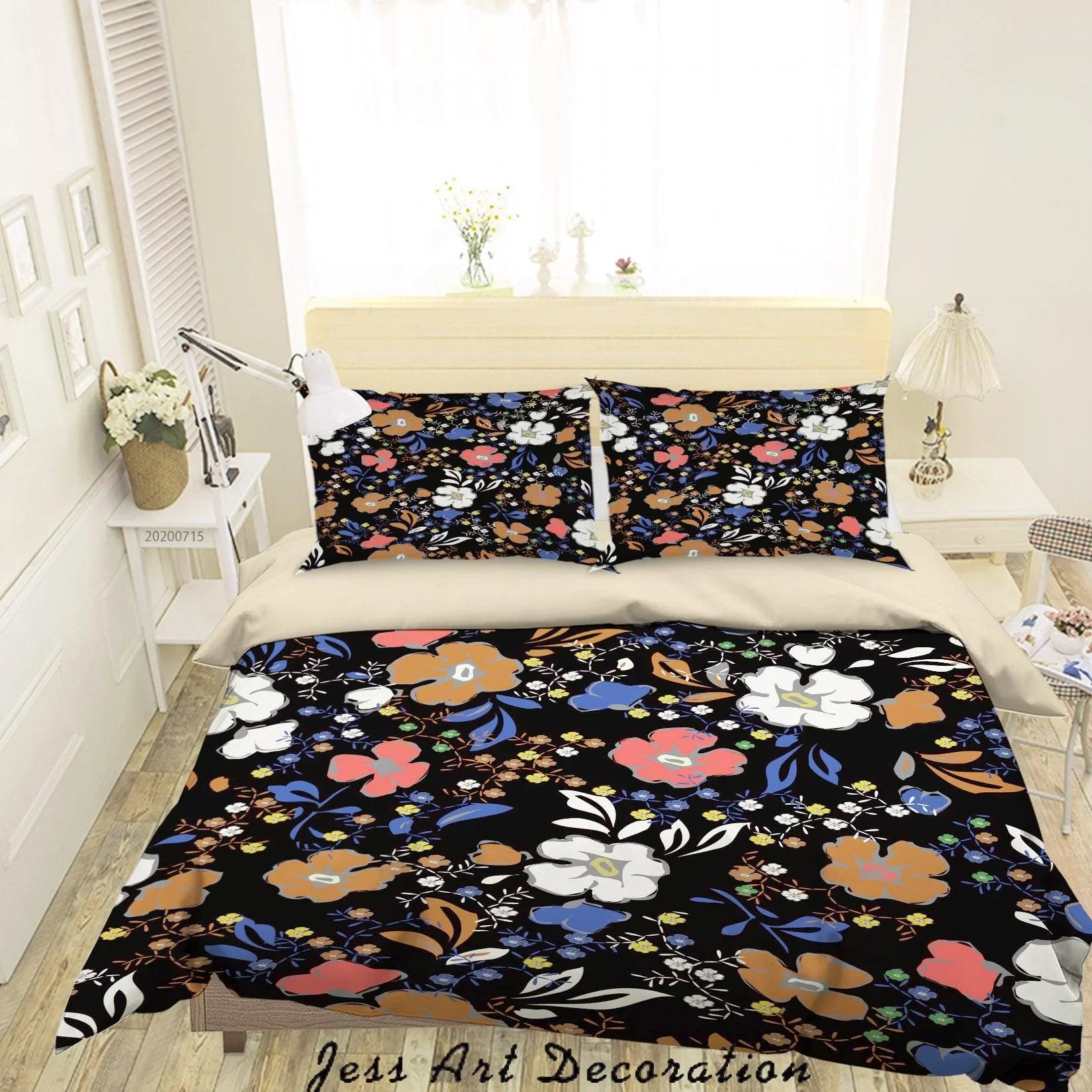 3D Colourful Plant Leaves Floral Pattern Quilt Cover Set Bedding Set Duvet Cover Pillowcases WJ 3860- Jess Art Decoration