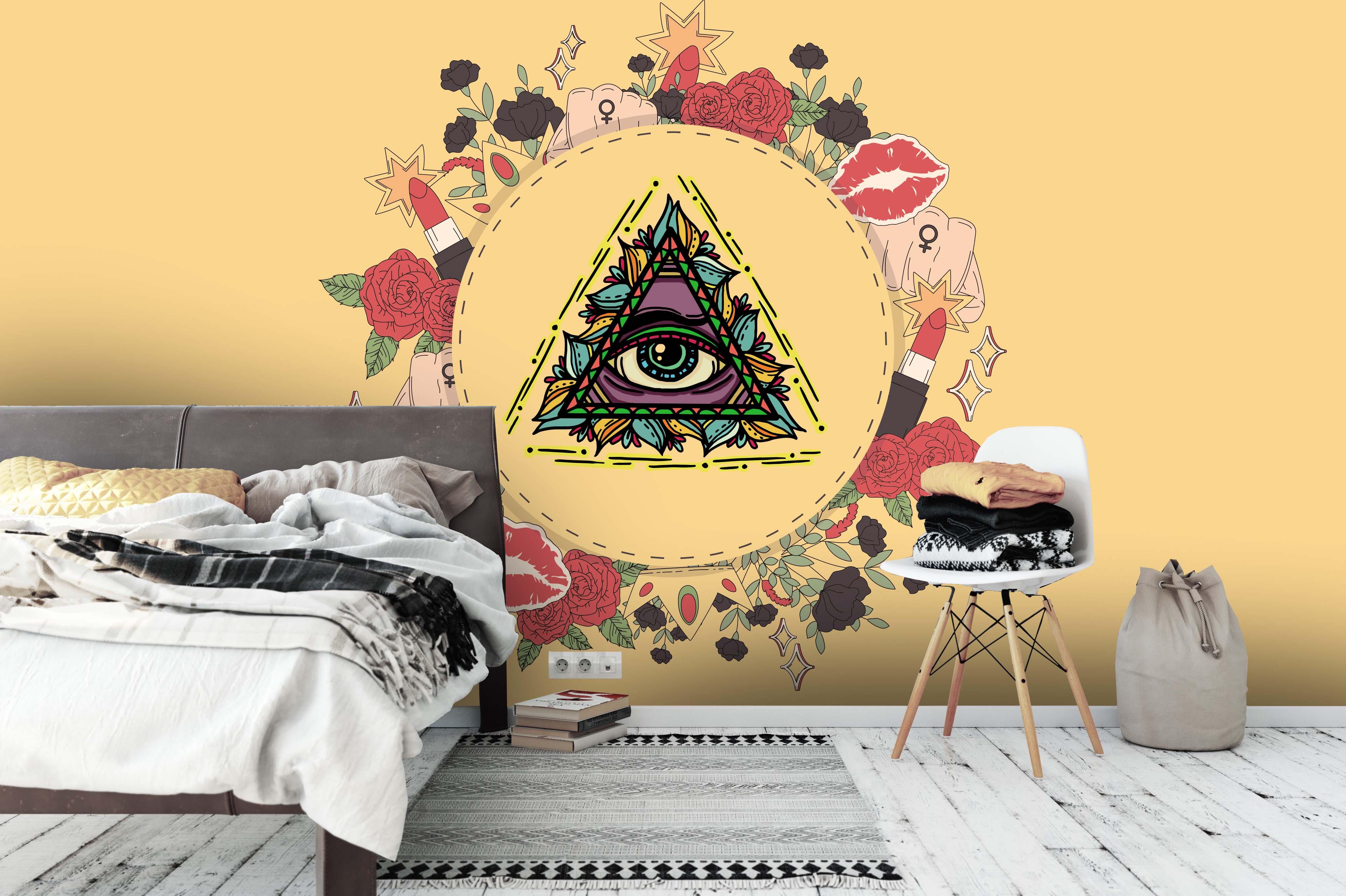 3D Yellow Eye Icon Wall Mural Wallpaper 38- Jess Art Decoration