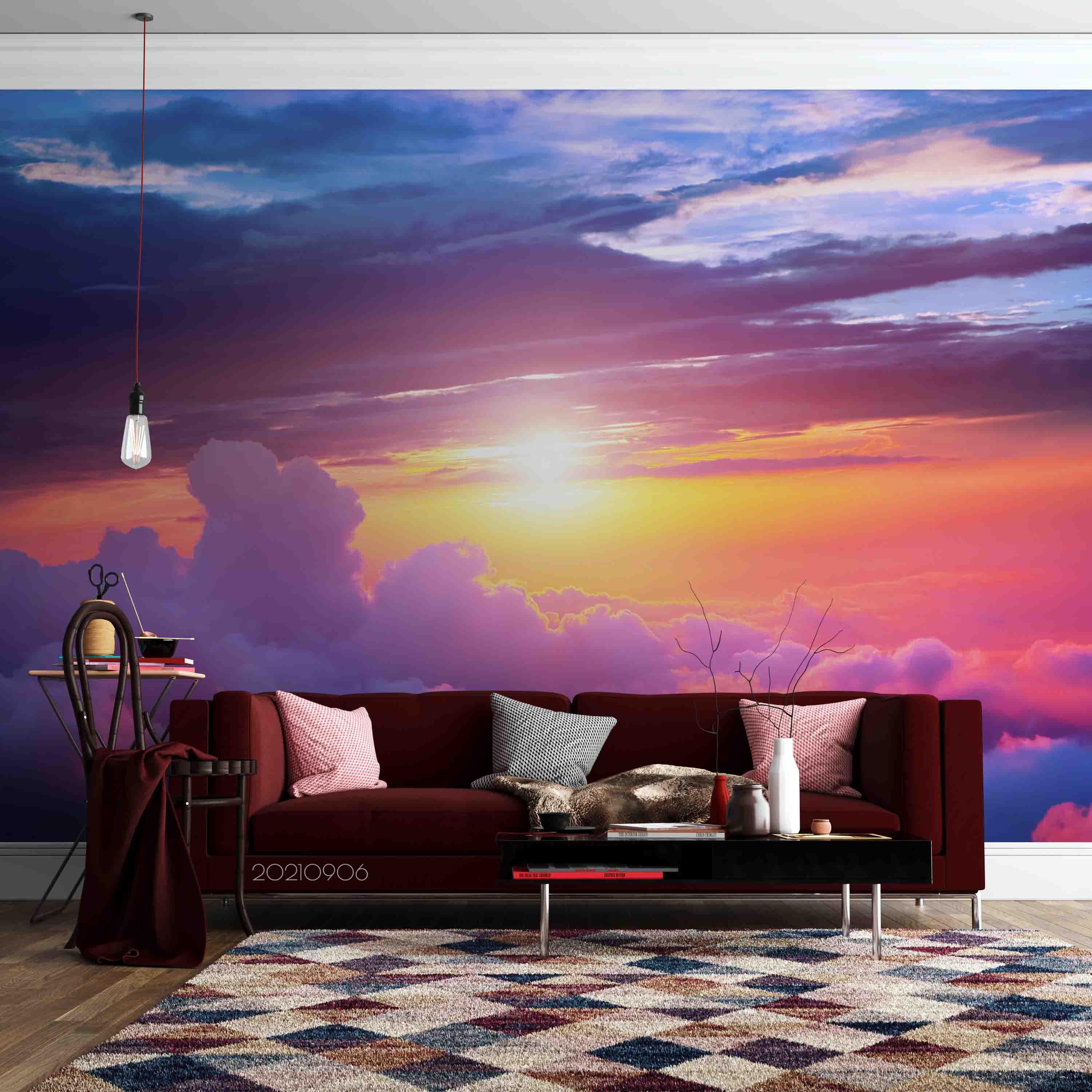 3D Sunset Sky Cloud Landscape Wall Mural Wallpaper LQH 509- Jess Art Decoration