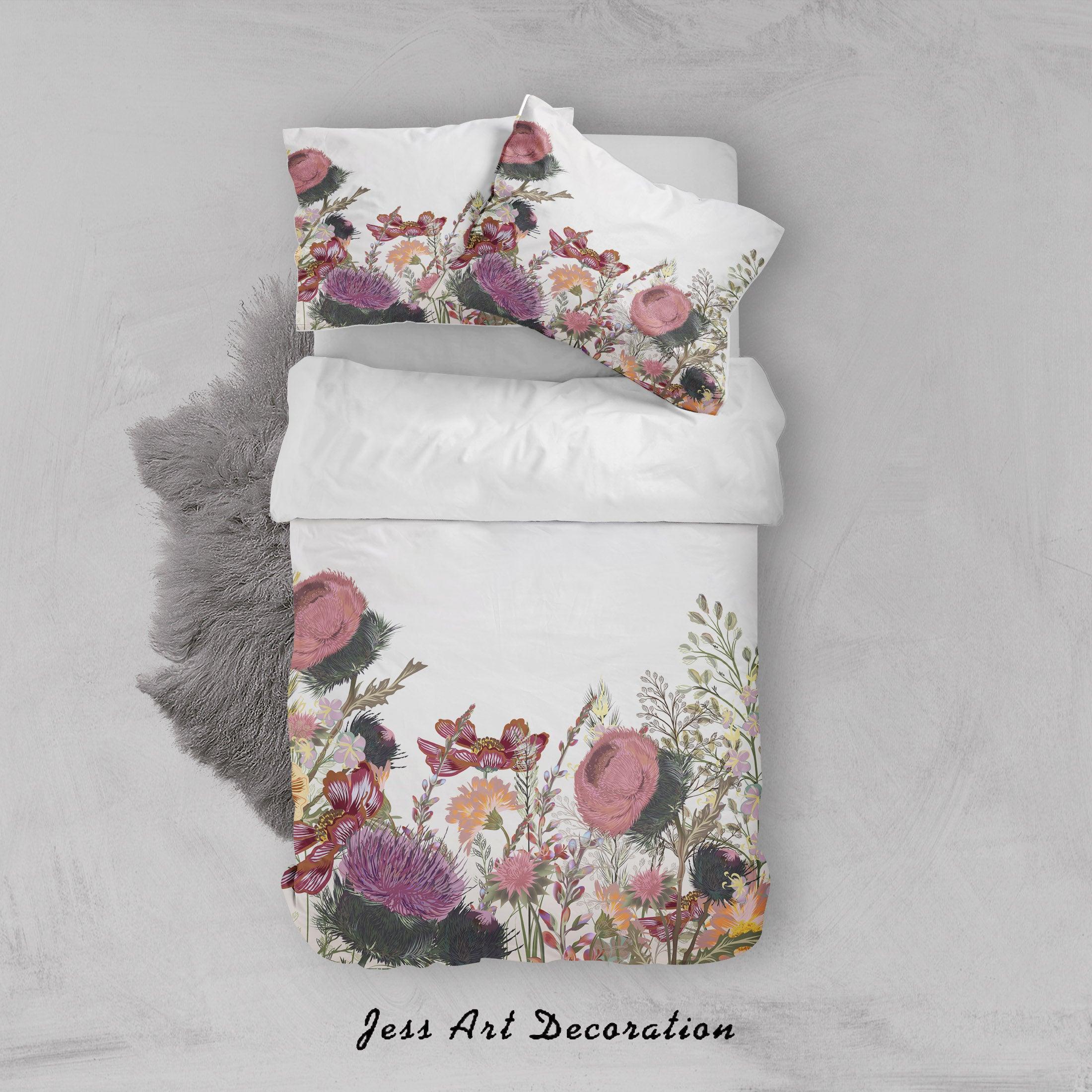 3D White Flowers Quilt Cover Set Bedding Set Duvet Cover Pillowcases SF06- Jess Art Decoration