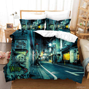 3D Abstract Colored Street Graffiti Quilt Cover Set Bedding Set Duvet Cover Pillowcases 49- Jess Art Decoration