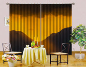 3D Mountain Silhouette Orange Sky Dark Cloud Curtains and Drapes GD 4401- Jess Art Decoration