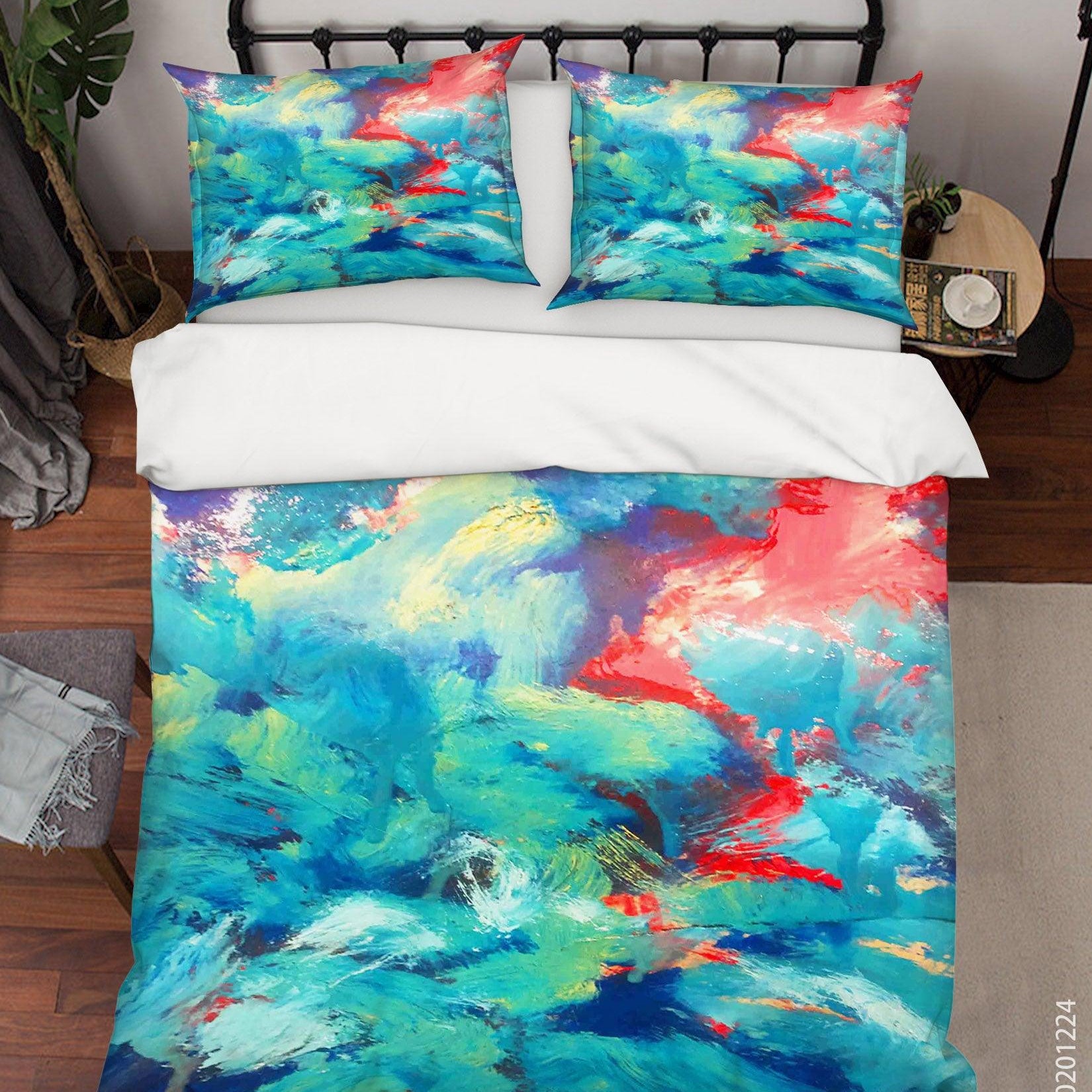 3D Abstract Color Oil Painting Quilt Cover Set Bedding Set Duvet Cover Pillowcases 124 LQH- Jess Art Decoration