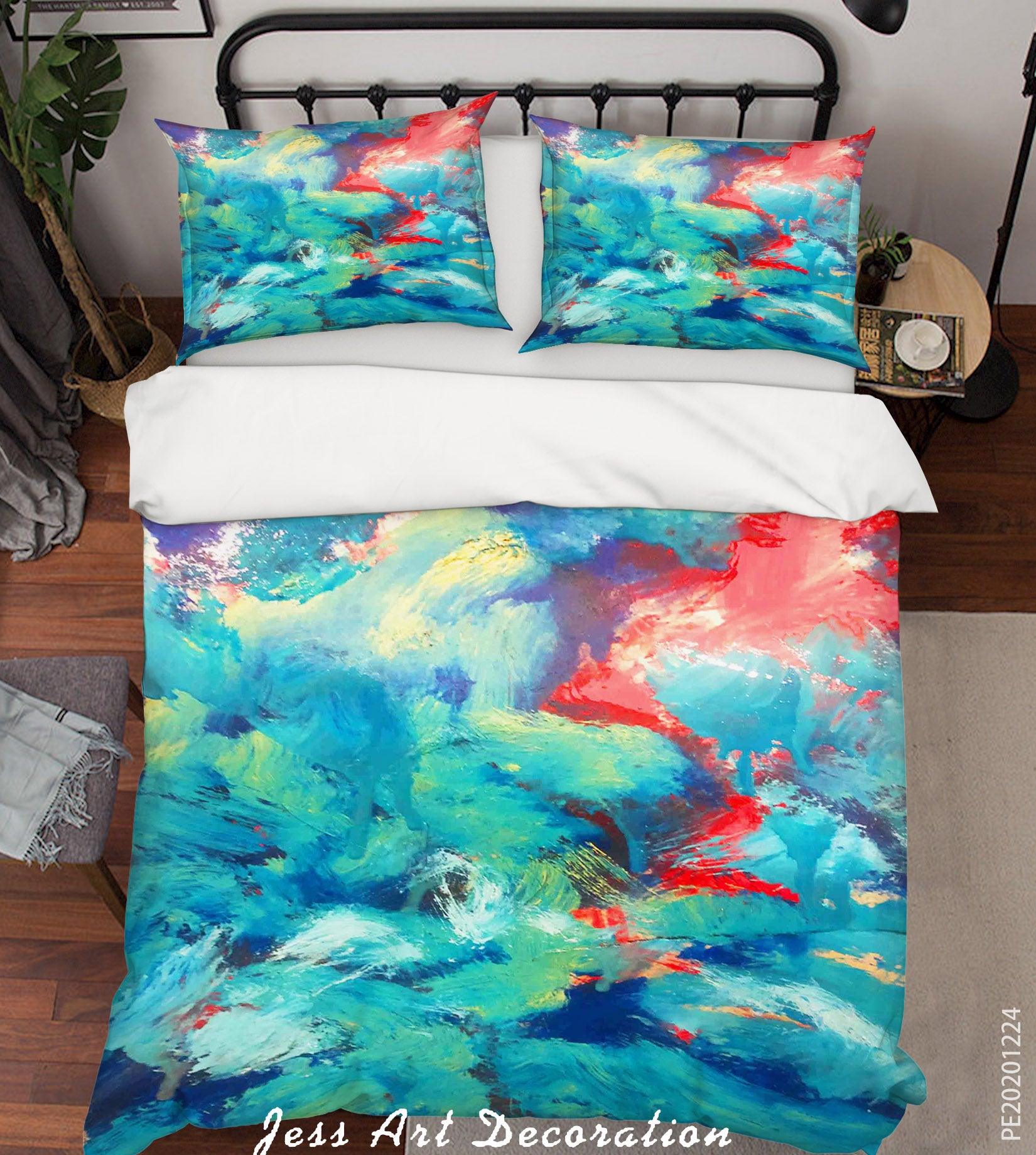 3D Abstract Color Oil Painting Quilt Cover Set Bedding Set Duvet Cover Pillowcases 124 LQH- Jess Art Decoration