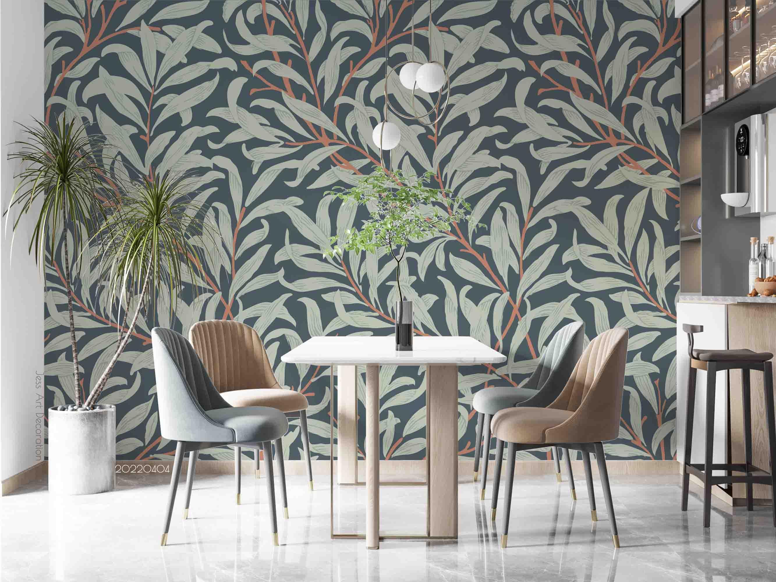 3D Vintage Plant Leaf Rattan Pattern Wall Mural Wallpaper GD 4043- Jess Art Decoration