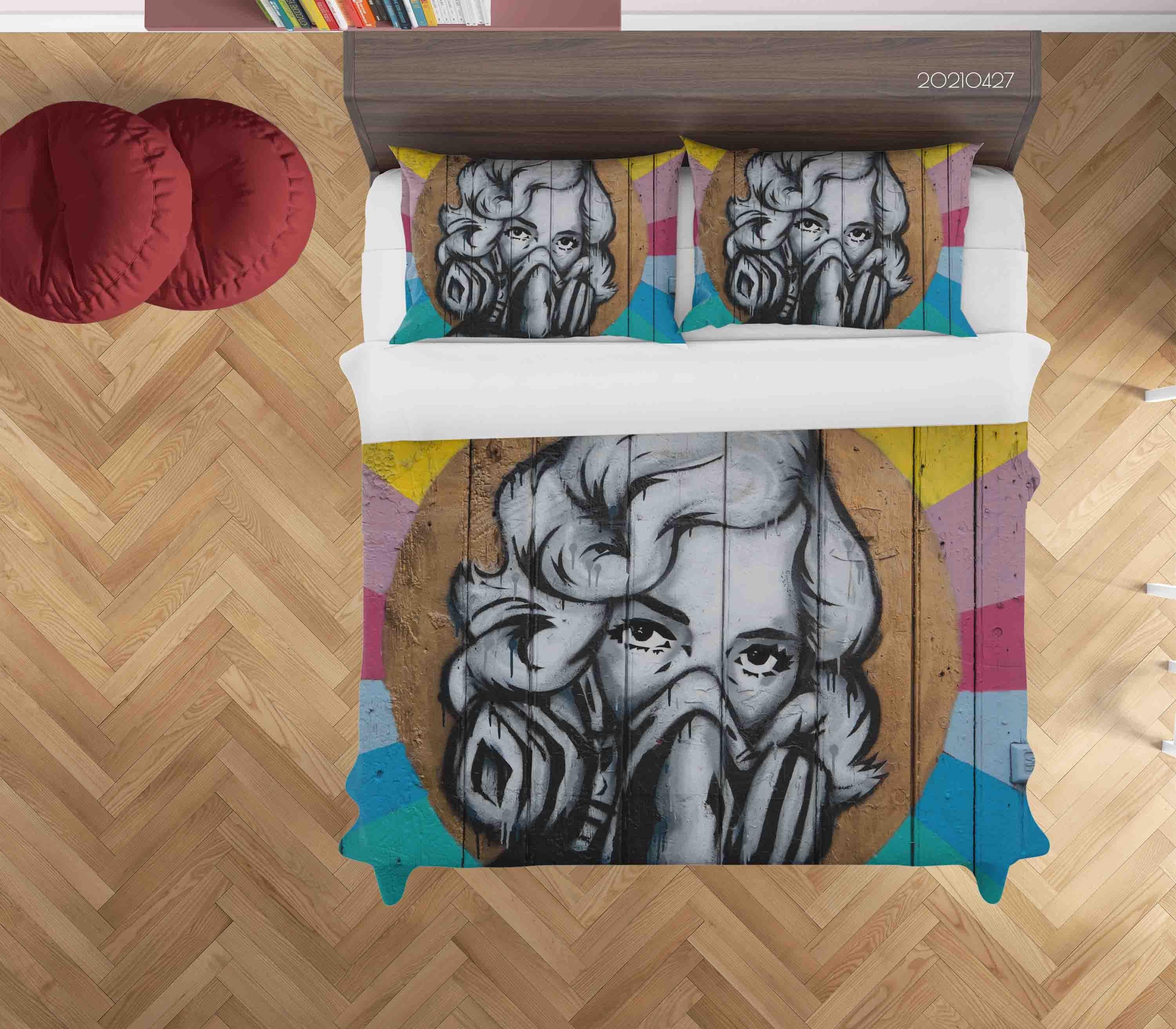 3D Abstract Character Artistic Graffiti Quilt Cover Set Bedding Set Duvet Cover Pillowcases 139- Jess Art Decoration