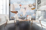3D hot air balloon map wall mural wallpaper 02- Jess Art Decoration