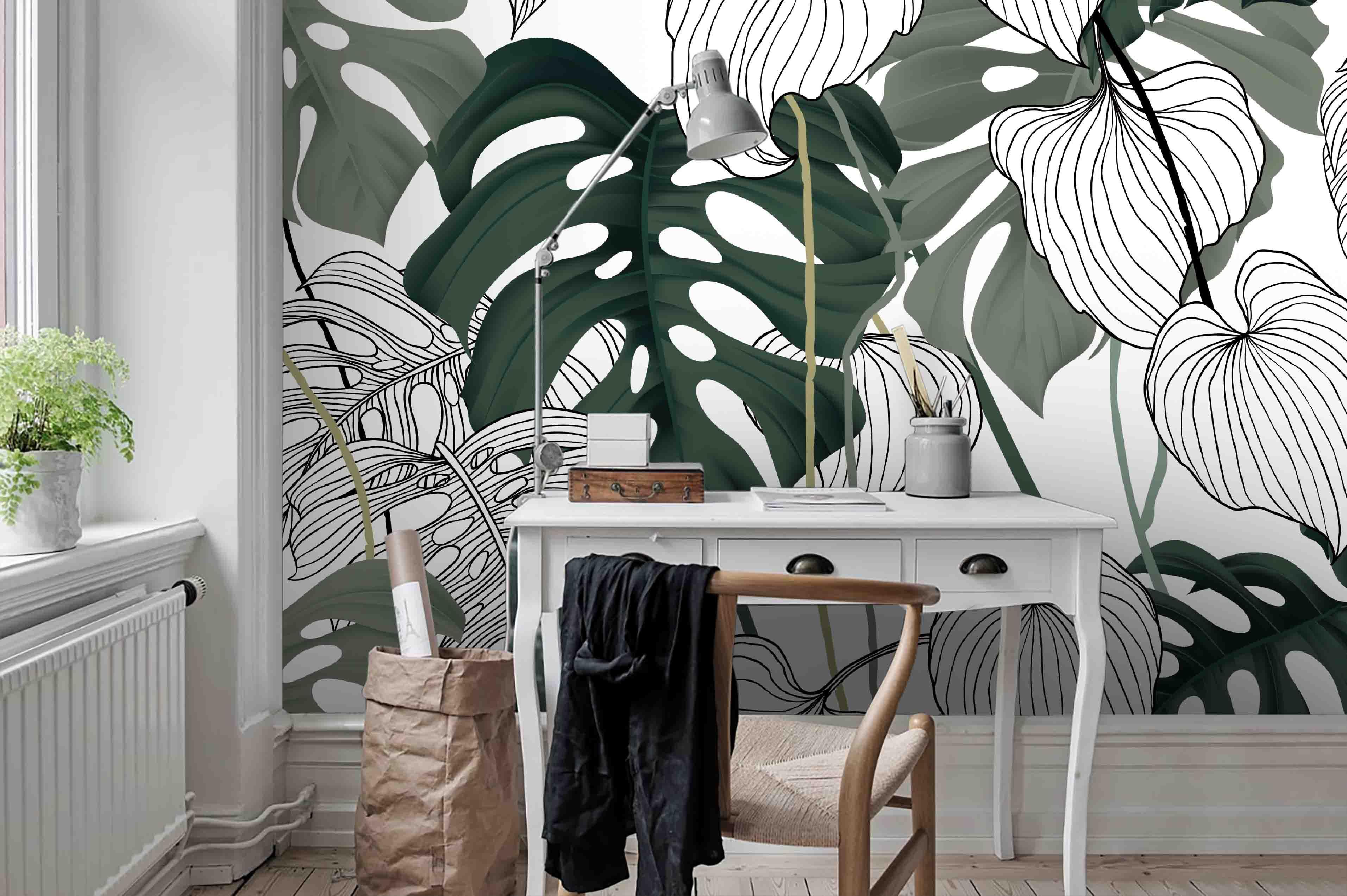 3D Tropical Plant Pen Wall Mural Wallpaper   37- Jess Art Decoration