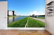 3D Tropics Building River Grass Land Wall Mural Wallpaper SWW305- Jess Art Decoration