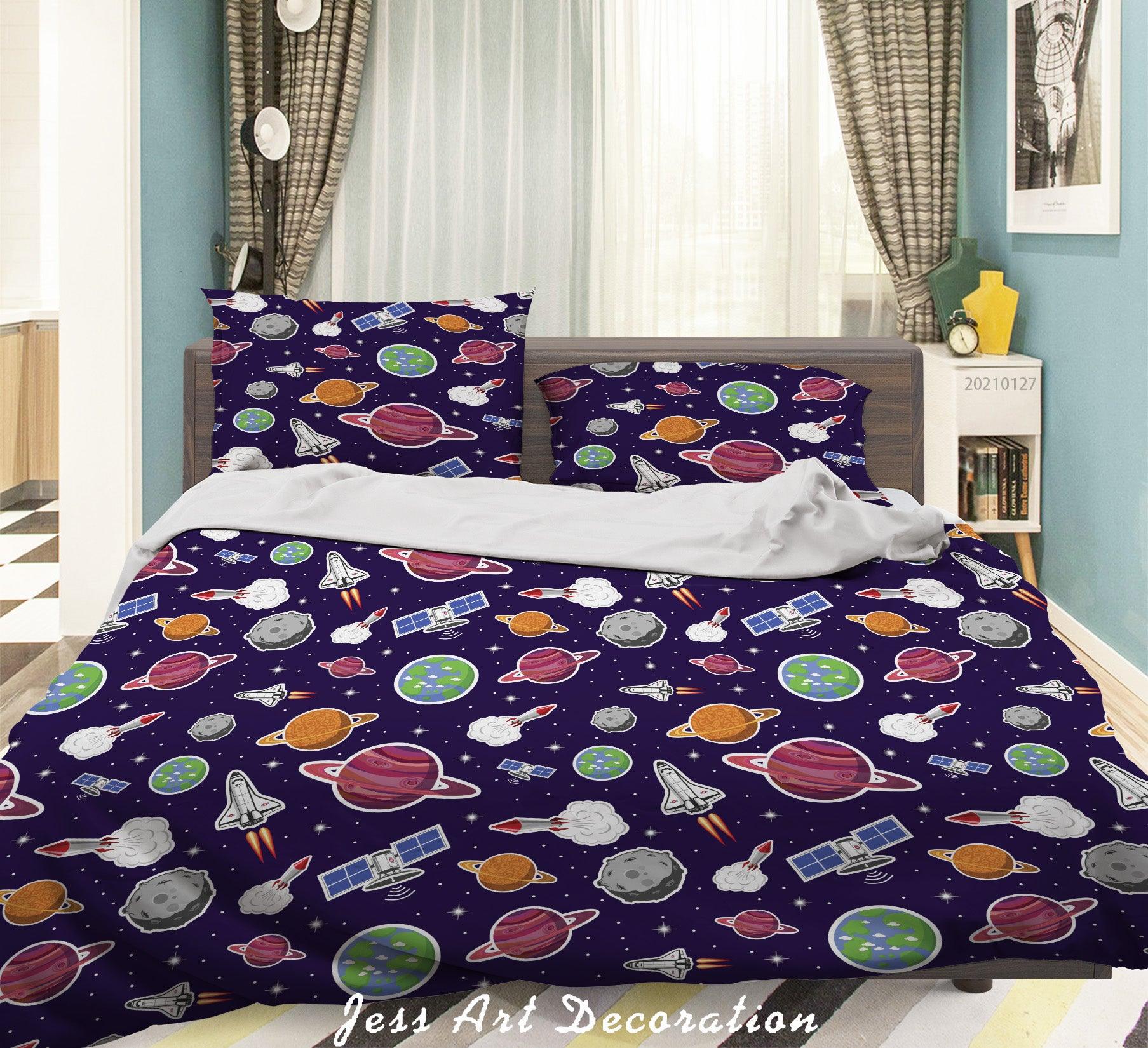 3D Planet Space Station Quilt Cover Set Bedding Set Duvet Cover Pillowcases 221- Jess Art Decoration