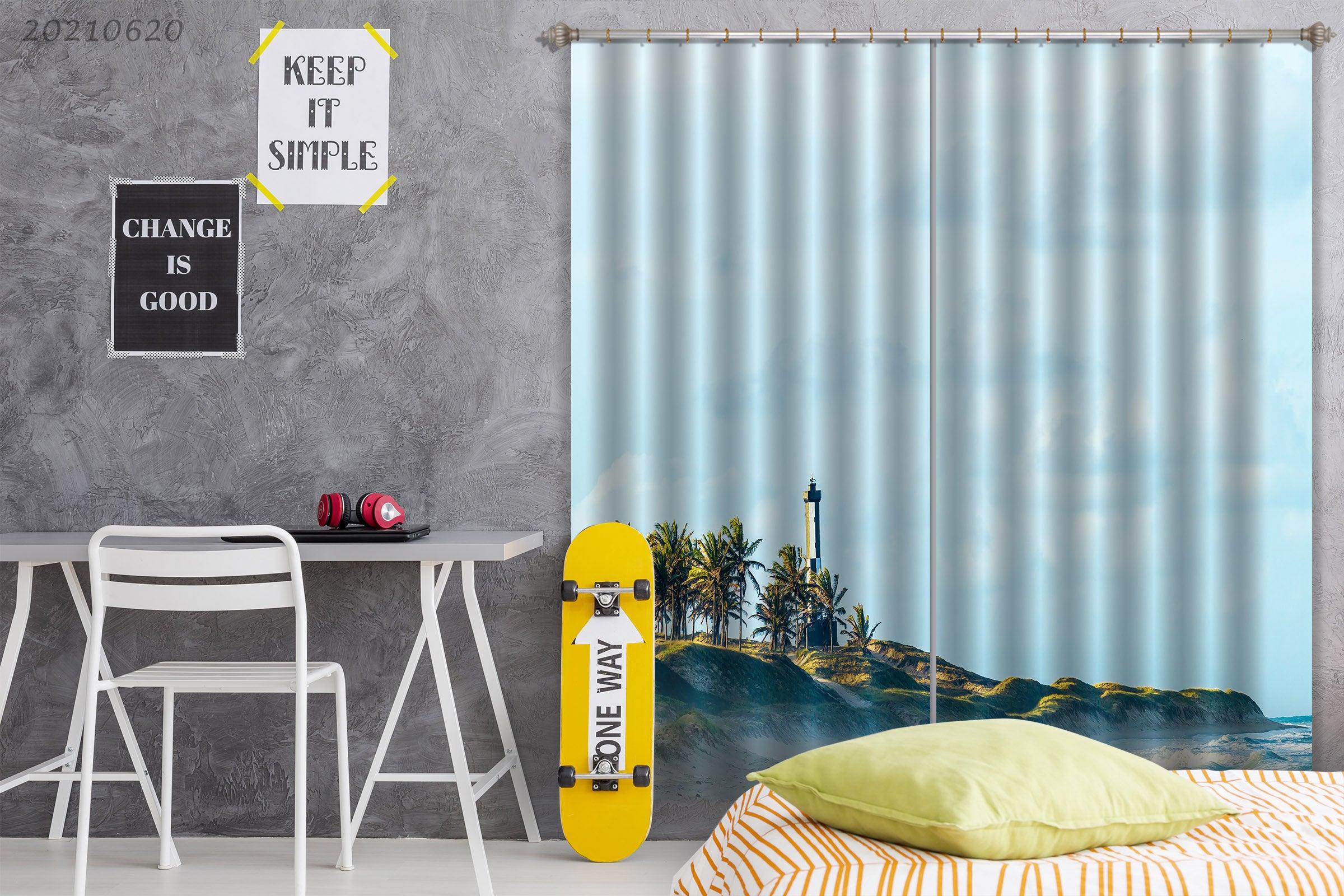 3D Abstract Blue Background Curtains and Drapes GD 886- Jess Art Decoration