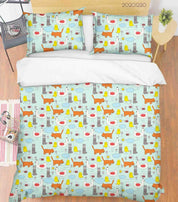 3D Hand Drawn Animal Color Sun Cloud Quilt Cover Set Bedding Set Duvet Cover Pillowcases 75- Jess Art Decoration