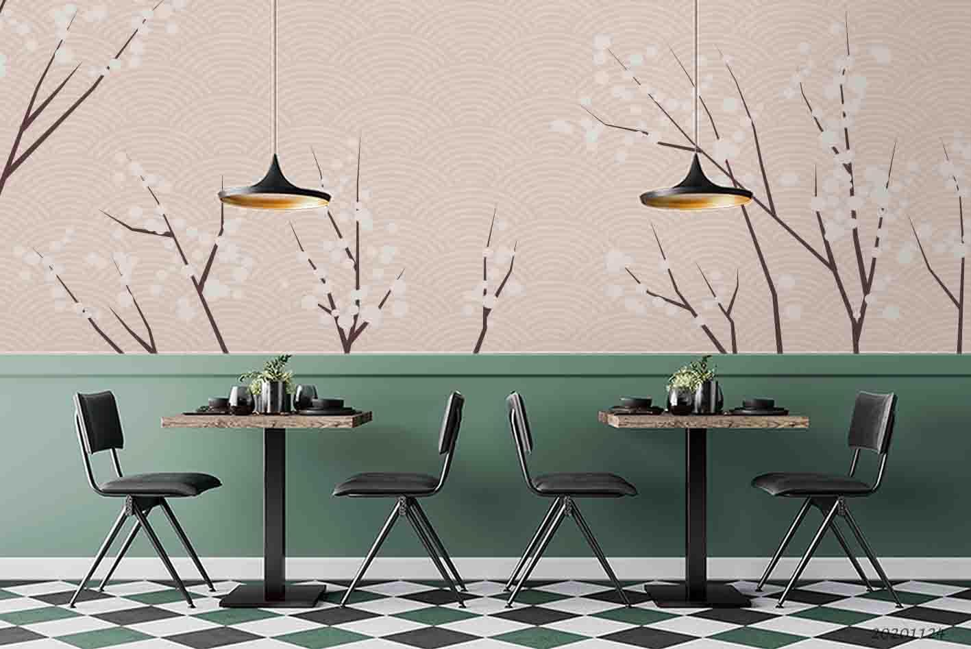 3D Hand Drawn White Floral Tree Plant Wall Mural Wallpaper LXL- Jess Art Decoration
