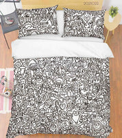 3D Gray Monster Art Graffiti Quilt Cover Set Bedding Set Duvet Cover Pillowcases 11- Jess Art Decoration