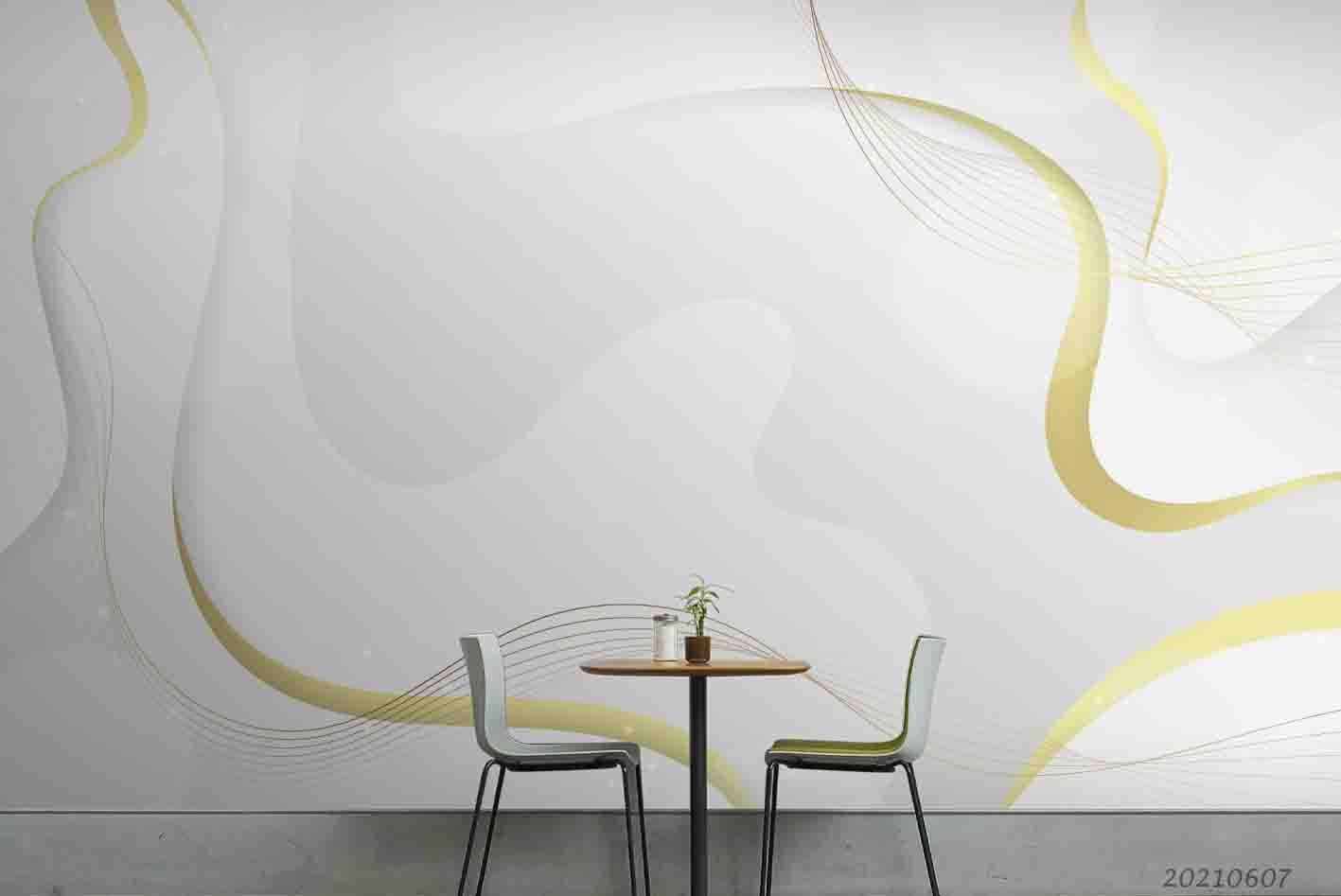 3D  Abstract Art Ripple Golden Linear Wall Mural Wallpaper SWW1077- Jess Art Decoration