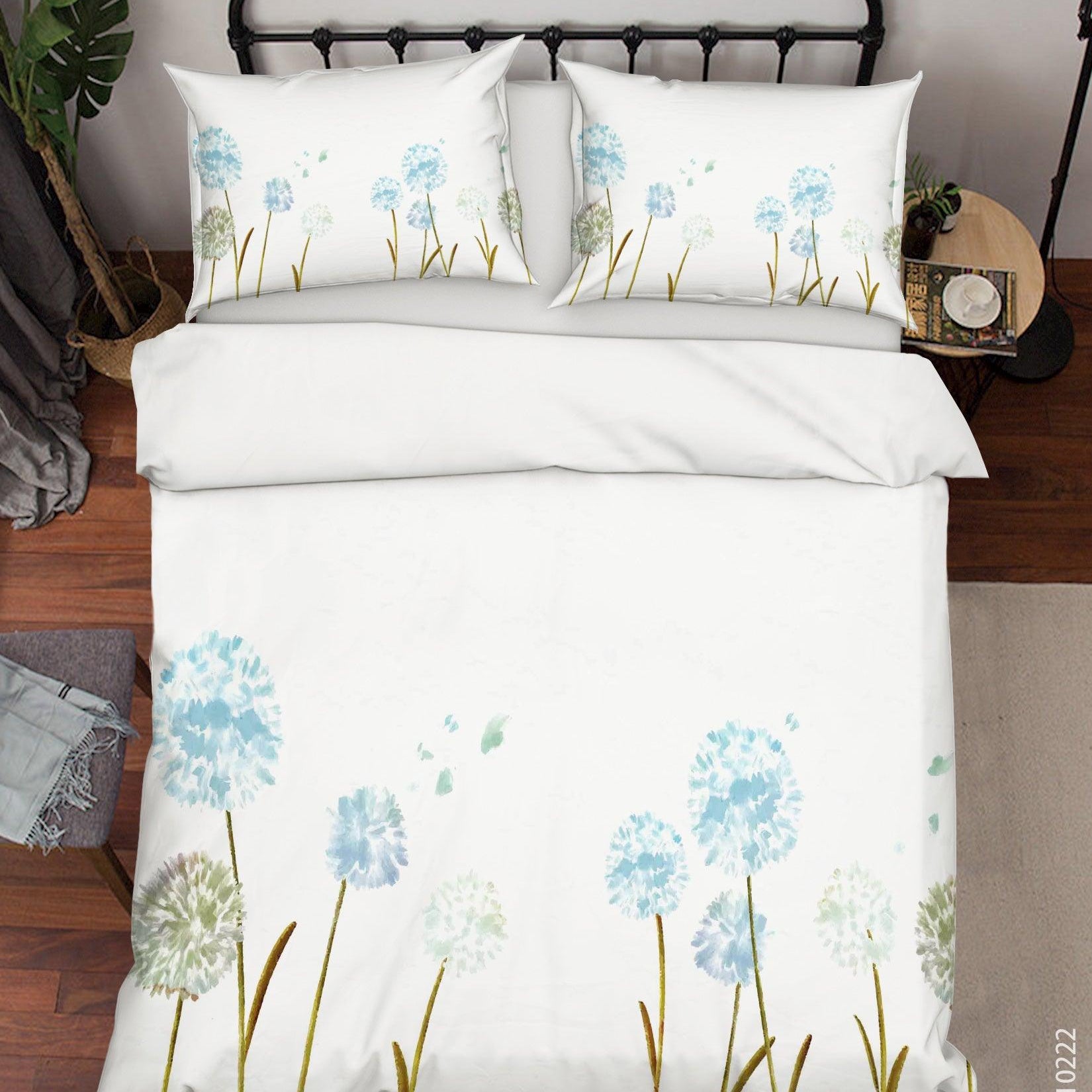3D Watercolor Blue Dandelion Quilt Cover Set Bedding Set Duvet Cover Pillowcases 143- Jess Art Decoration