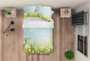 3D Watercolor White Floral Quilt Cover Set Bedding Set Duvet Cover Pillowcases 89- Jess Art Decoration