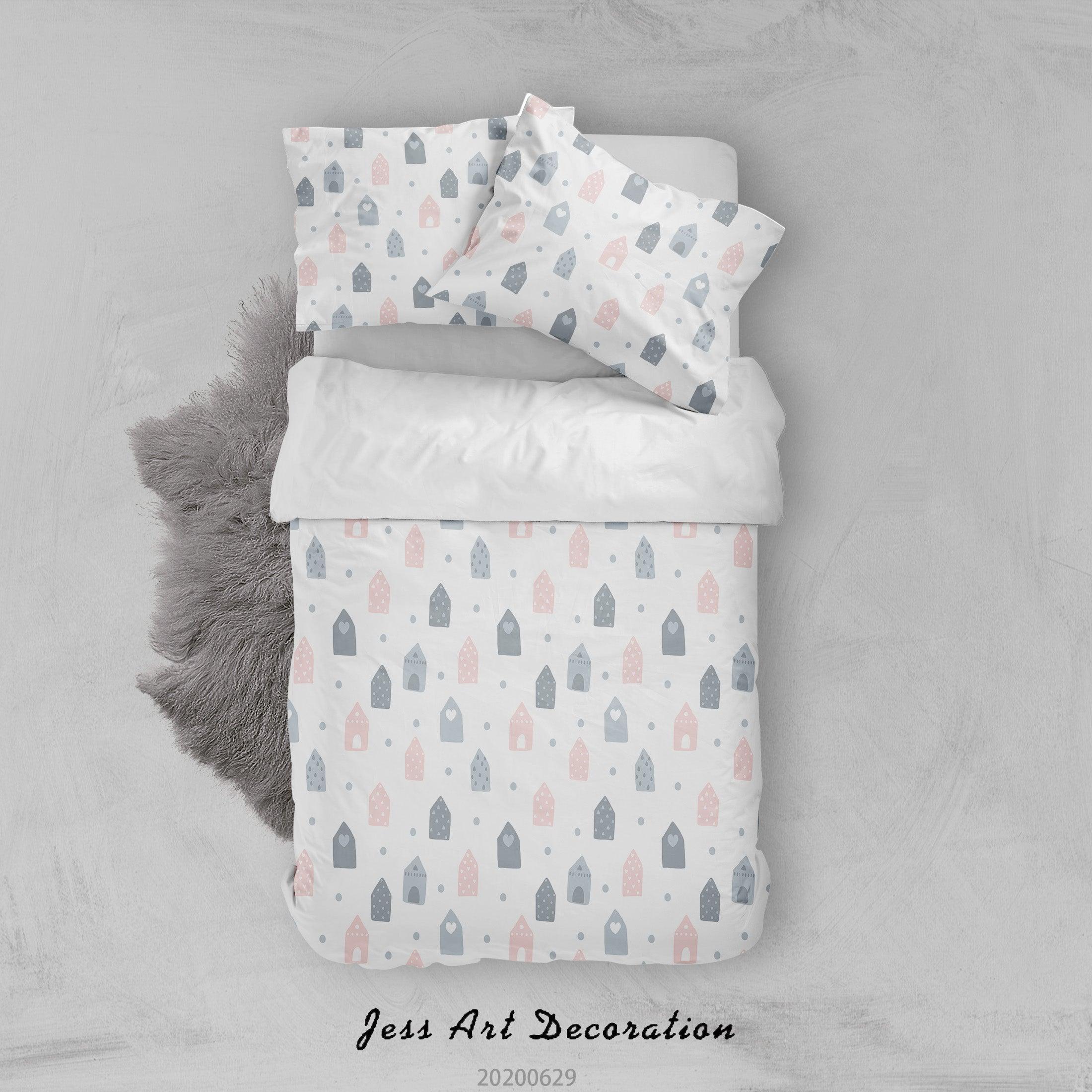 3D White Cartoon House Quilt Cover Set Bedding Set Duvet Cover Pillowcases SF47- Jess Art Decoration
