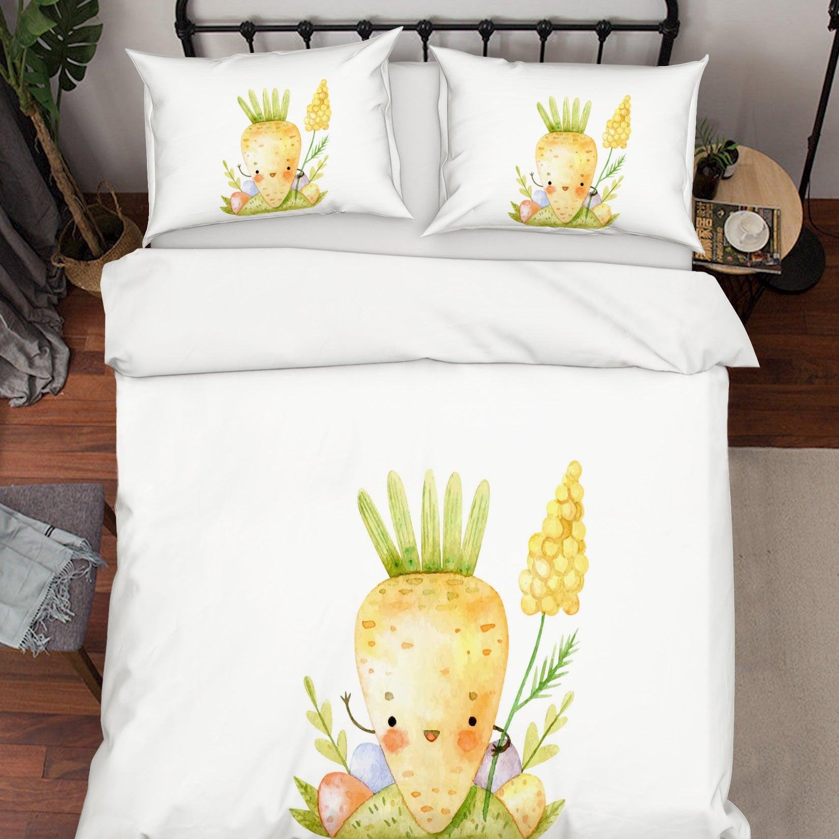 3D White Carrot Eggs Quilt Cover Set Bedding Set Duvet Cover Pillowcases SF90- Jess Art Decoration