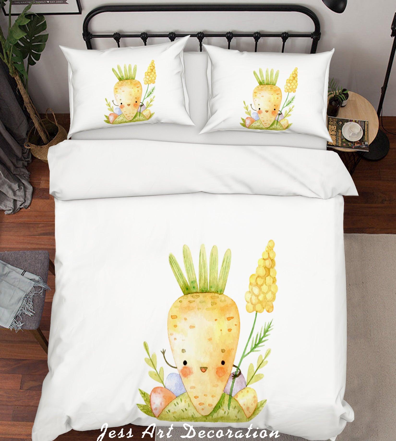 3D White Carrot Eggs Quilt Cover Set Bedding Set Duvet Cover Pillowcases SF90- Jess Art Decoration