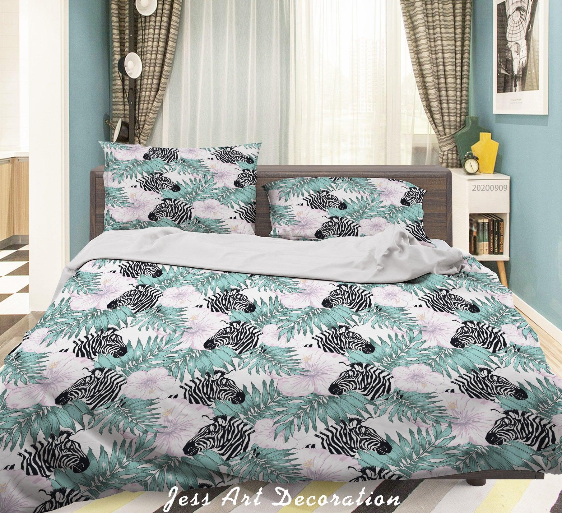 3D Zebra Leaves Pattern Quilt Cover Set Bedding Set Duvet Cover Pillowcases WJ 6041- Jess Art Decoration