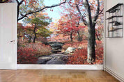 3D Nature Red Maple Trunk Path Wall Mural Wallpaper SWW140- Jess Art Decoration