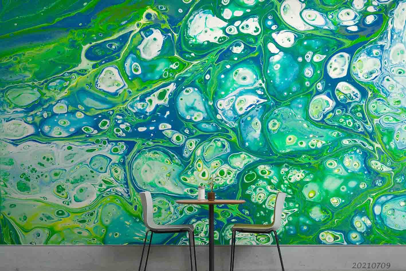 3D Oil Painting Bubble Ripple Green Wall Mural Wallpaper SWW3978- Jess Art Decoration
