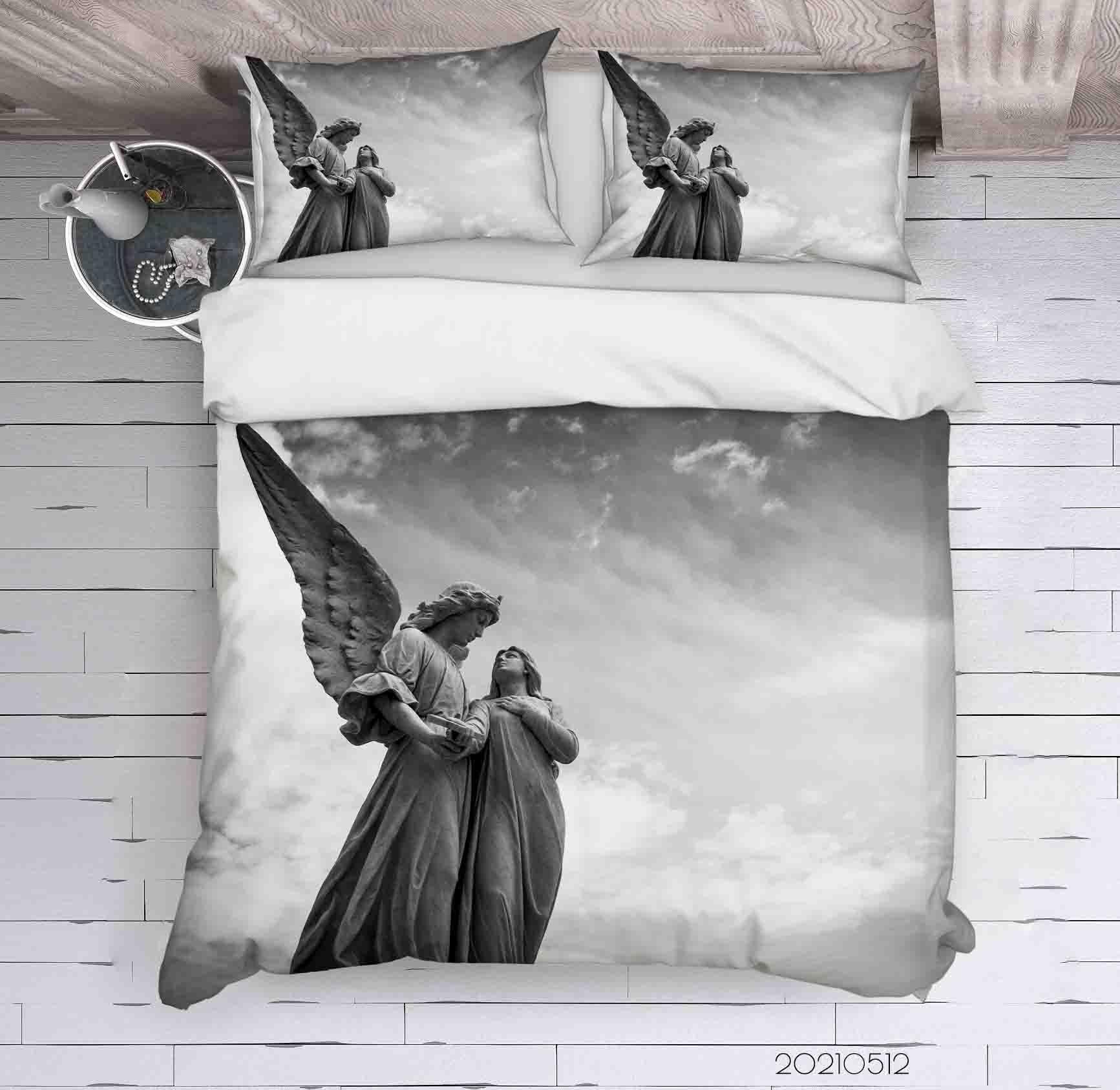 3D Art Angel Sculpture Quilt Cover Set Bedding Set Duvet Cover Pillowcases 195- Jess Art Decoration