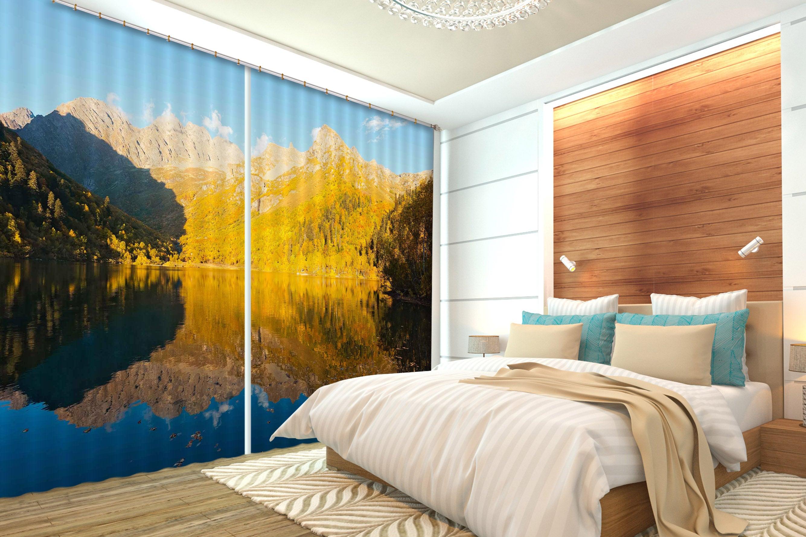 3D Landscape Mountains River Curtains and Drapes SF33- Jess Art Decoration