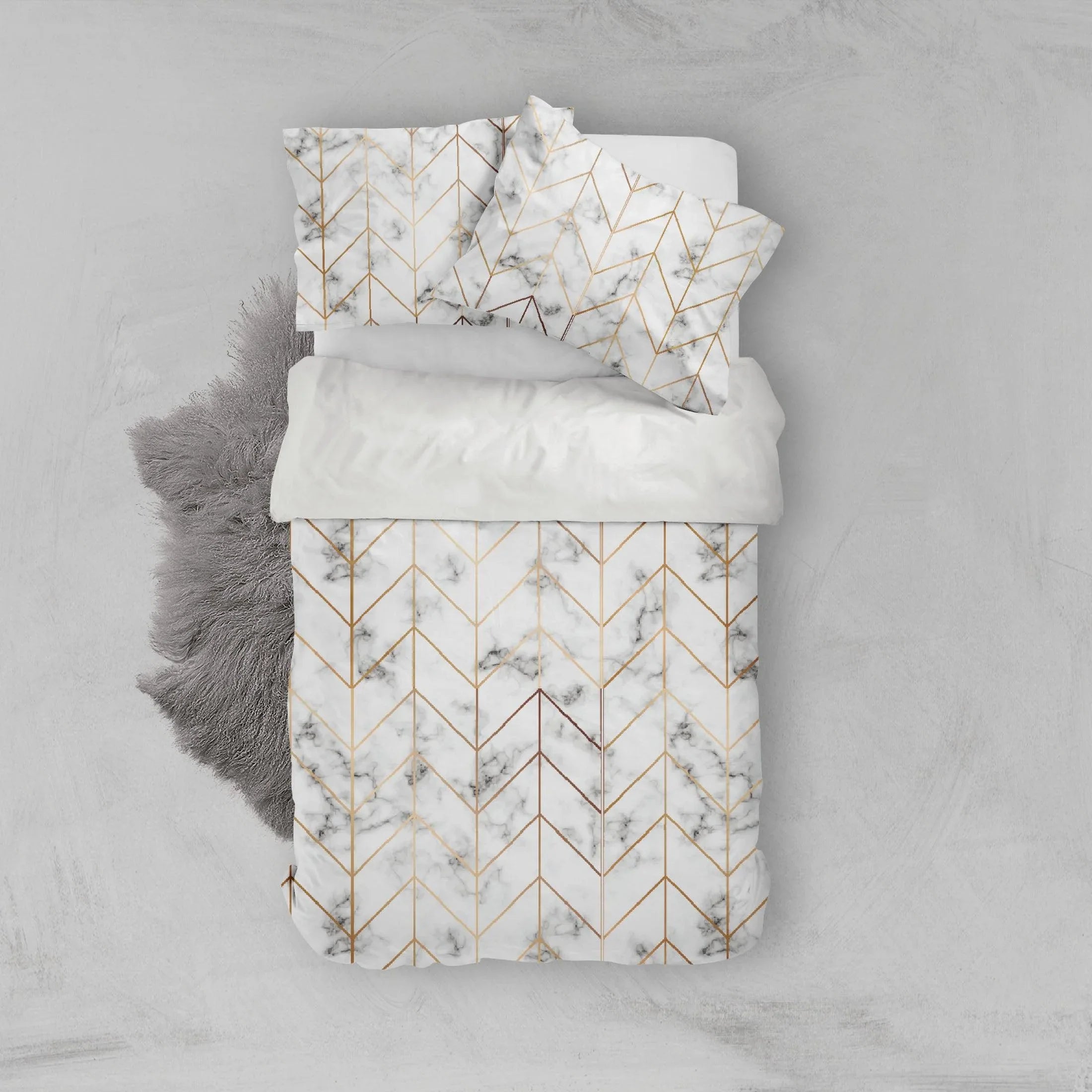3D Marble Golden Lines Quilt Cover Set Bedding Set Pillowcases 95- Jess Art Decoration