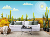 3D Cartoon Desert Cactus Wall Mural Wallpaper 85- Jess Art Decoration
