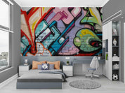 Abstract Graffiti Colorful Pattern Wallpaper urban graffiti wall mural for teen room, studio or feature wall - view 3