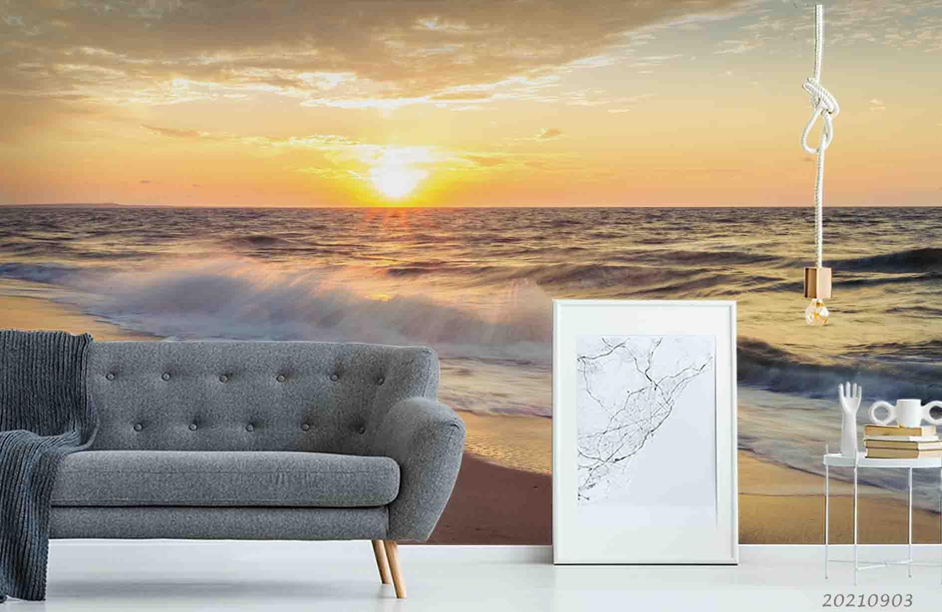 3D Sunset Beach Landscape Wall Mural Wallpaper LQH 108- Jess Art Decoration