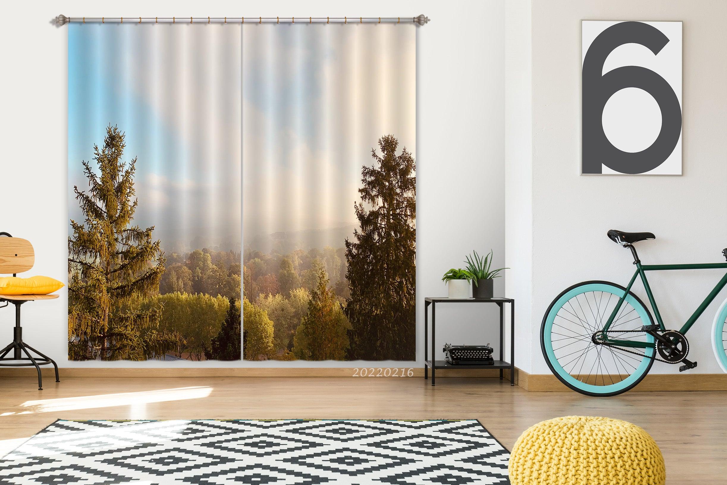 3D Woods Metasequoia White Mist Curtains and Drapes GD 2047- Jess Art Decoration