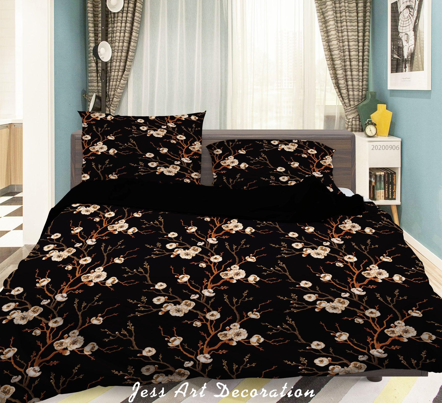 3D Vintage White Floral Leaves Pattern Quilt Cover Set Bedding Set Duvet Cover Pillowcases WJ 3619- Jess Art Decoration