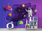 3D Paper-cut Space Astronaut Planet  Wall Mural Wallpaper SWW2482- Jess Art Decoration