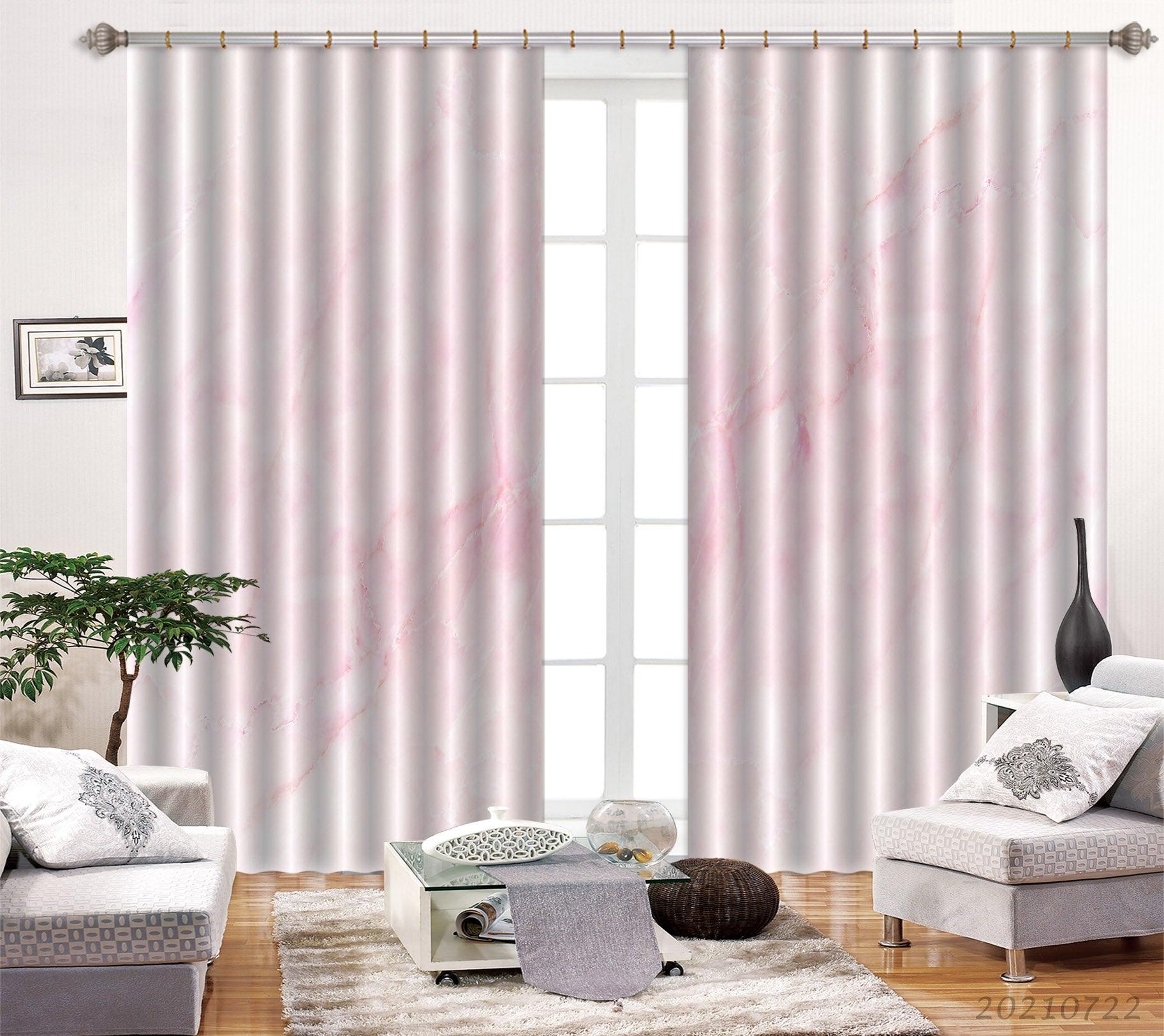 3D Pink Marble Texture Curtains and Drapes LQH 432- Jess Art Decoration