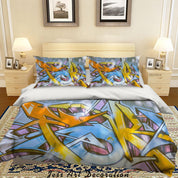 3D Abstract Colored Street Graffiti Quilt Cover Set Bedding Set Duvet Cover Pillowcases 165- Jess Art Decoration
