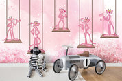 3D Swing Pink Panther Tree Wall Mural Wallpaper 61- Jess Art Decoration