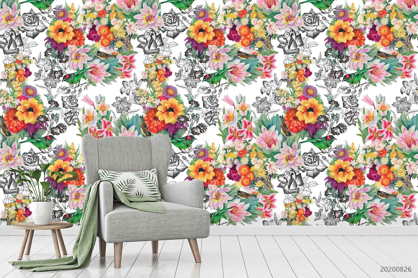 3D Oil Painting Floral Leaves Plant Wall Mural Wallpaper LXL 1346- Jess Art Decoration