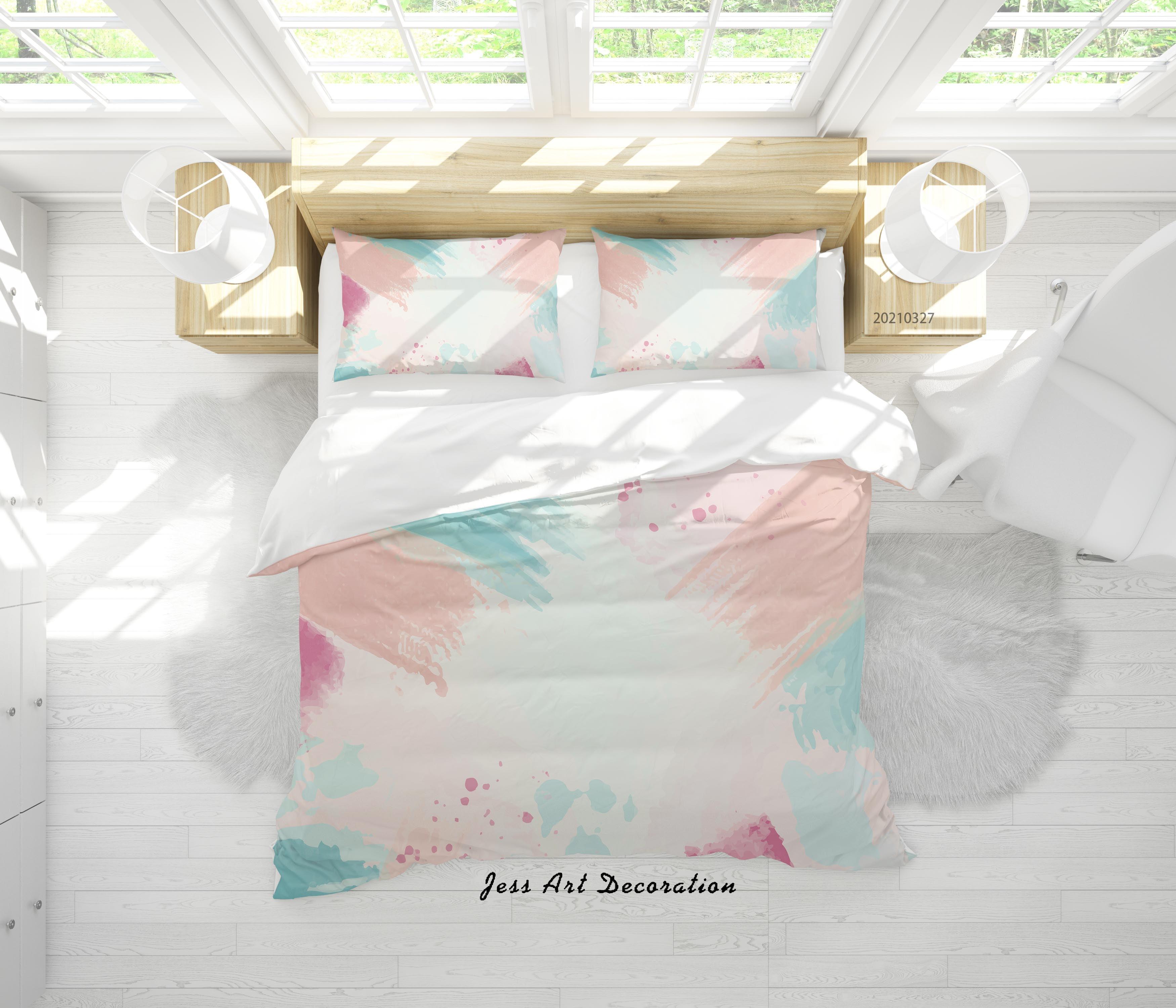 3D Watercolor Color Quilt Cover Set Bedding Set Duvet Cover Pillowcases 70- Jess Art Decoration