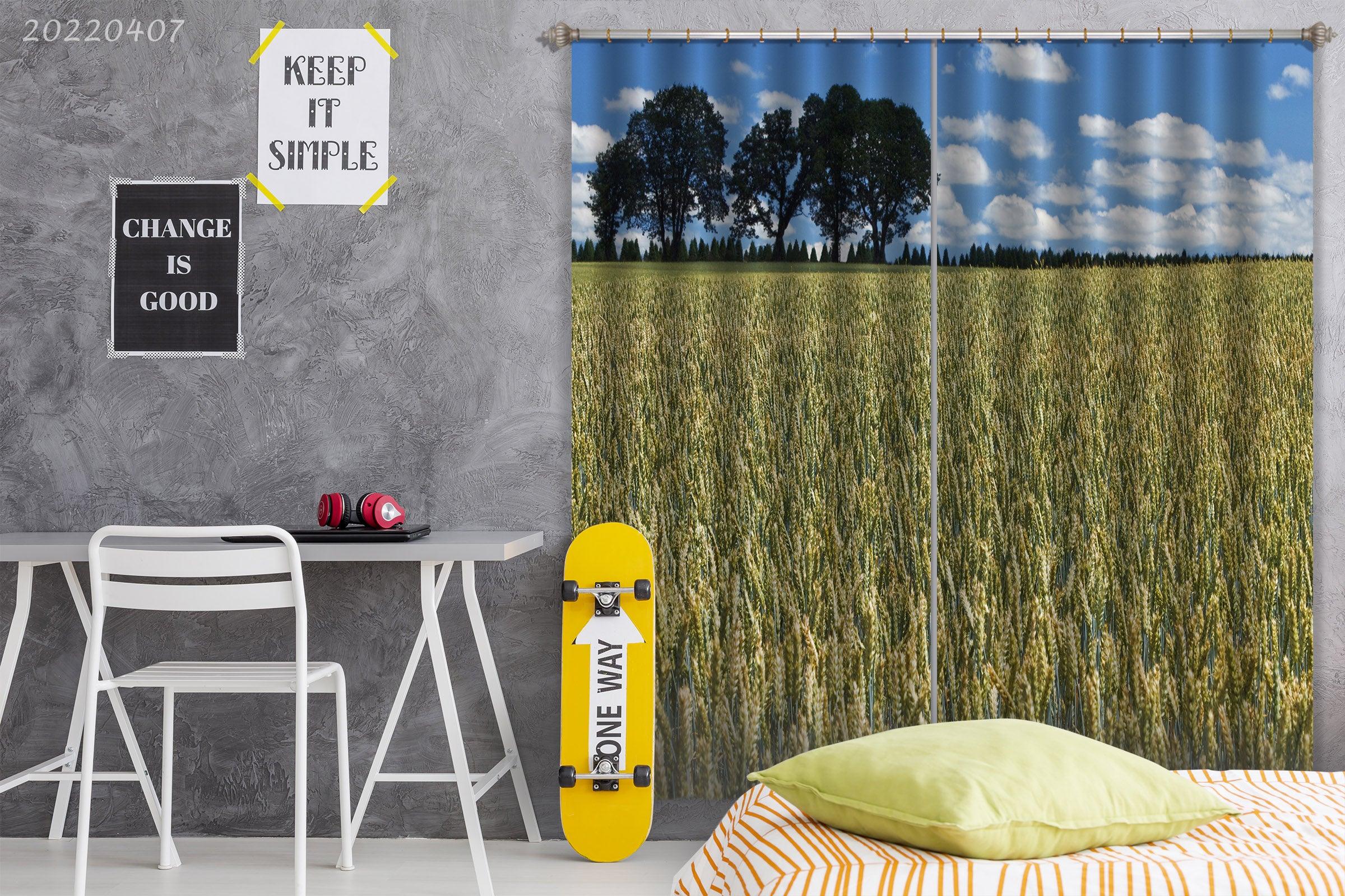 3D Landscape Nature Wheat Field Tree Curtains and Drapes GD 3537- Jess Art Decoration