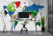3D Color World Map Wall Mural Wallpaper LQH 200- Jess Art Decoration
