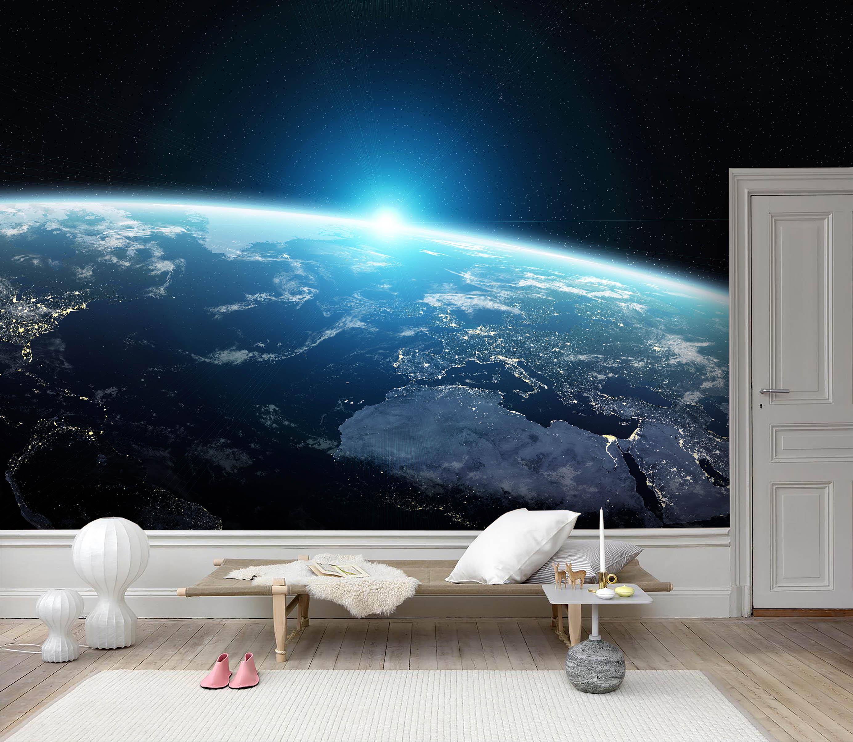 3D Blue Earth Cosmic Sunrise Wall Mural Wallpaper 147- Jess Art Decoration